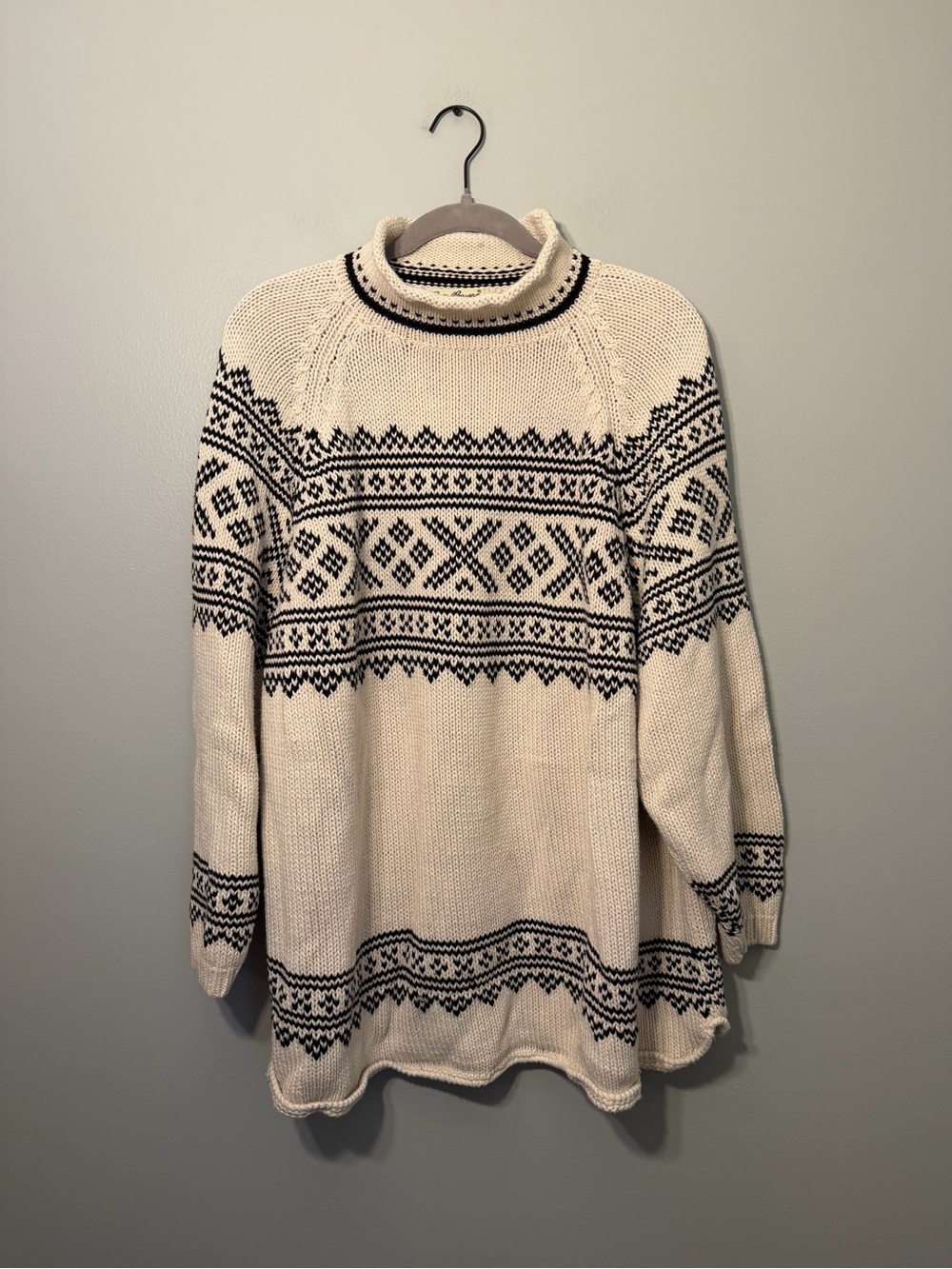 Eddie Bauer Cream & Black Nordic Turtleneck Sweater
